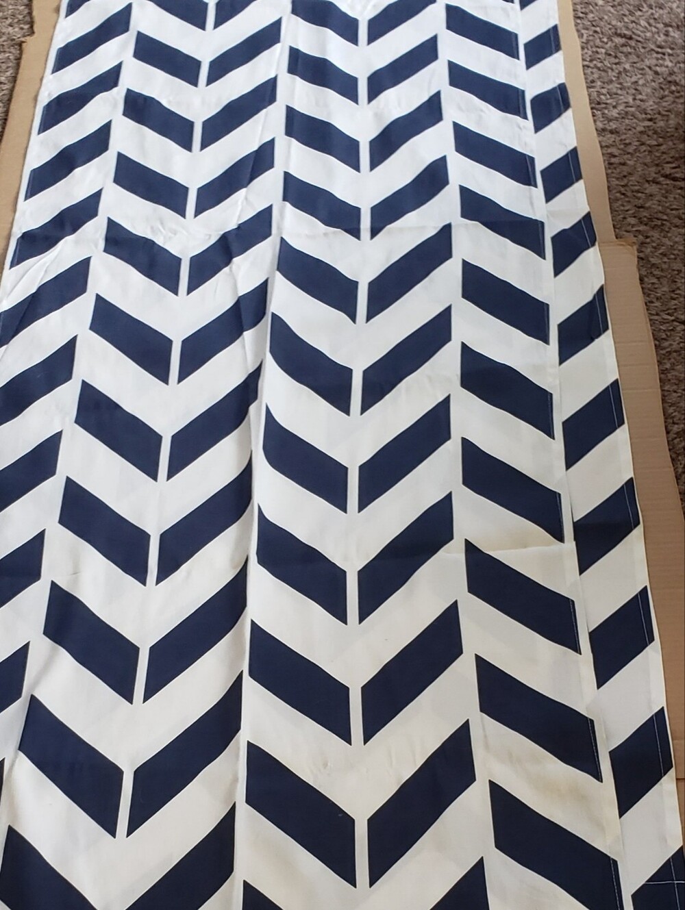 Navy and White Chevron Curtain Panels-2 Light Filtering 28"W x 84"L Home Accents